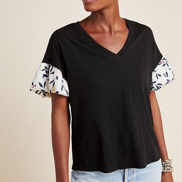 Anthropologie Tops - Black Amadi Floral Sleeve Top (NWT) Anthropologie Tops - Black Amadi Floral Sleeve Top (NWT)
